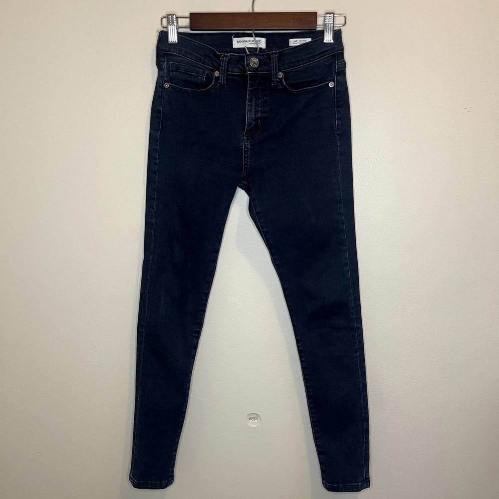 Banana Republic Premium Denim High-Rise Skinny Ankle Jeans Dark Wash Size 25
